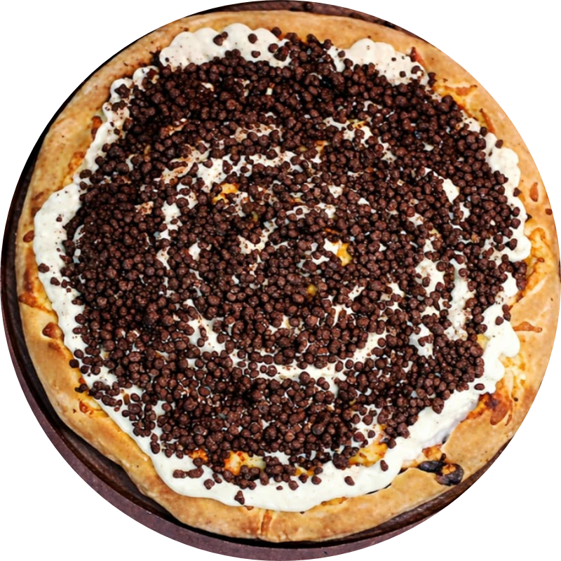 Sabores Doces Especiais: E- Negresco - Pizza Gigante (Ingredientes: Creme de Leite, Mussarela, Creme de Leite Ninho, Bolacha Negresco Triturada.)