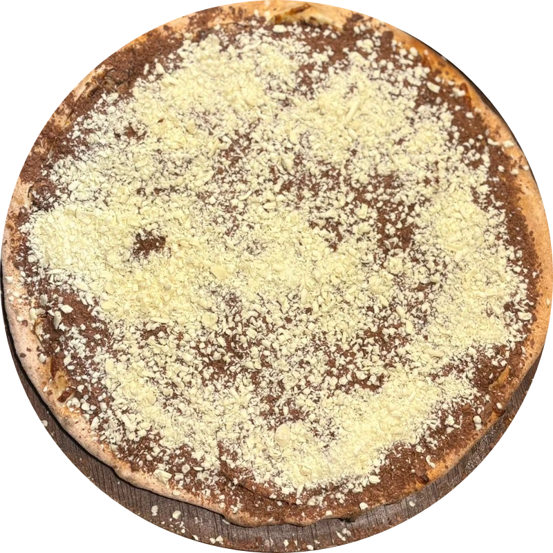Sabores Doces Especiais: E- Dois Amores - Pizza Gigante (Ingredientes: Creme de Leite, Mussarela, Chocolate Branco, Chocolate ao Leite)
