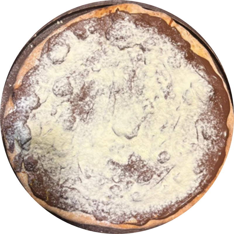 Sabores Doces Especiais: E- Creme De Avelã E Leite Ninho - Pizza Gigante (Ingredientes: Creme de Leite, Mussarela, Leite Ninho Nestlê, Creme de Avelã)