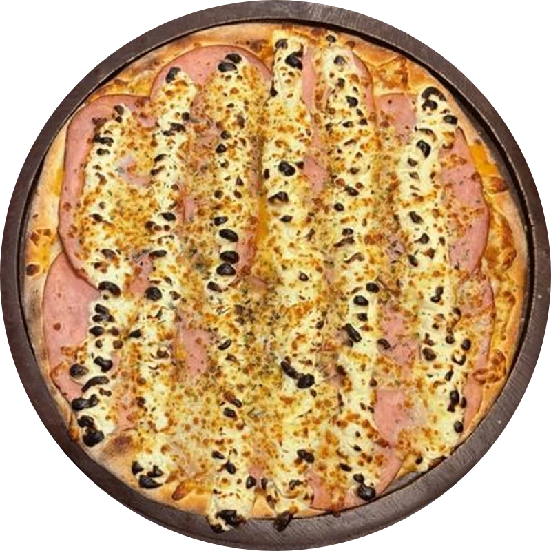 Sabores Tradicionais: T- Peru Cream - Pizza Gigante (Ingredientes: Molho de Tomate, Mussarela, Peito de Peru Defumado, Cream Cheese, Orégano)