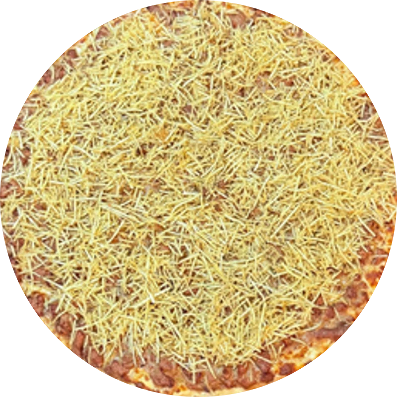 Sabores Tradicionais: T- Strogonoff De Carne Bovina - Pizza Gigante (Ingredientes: Molho de Tomate, Mussarela, Strogonoff de Carne Bovina, Batata Palha, Orégano)