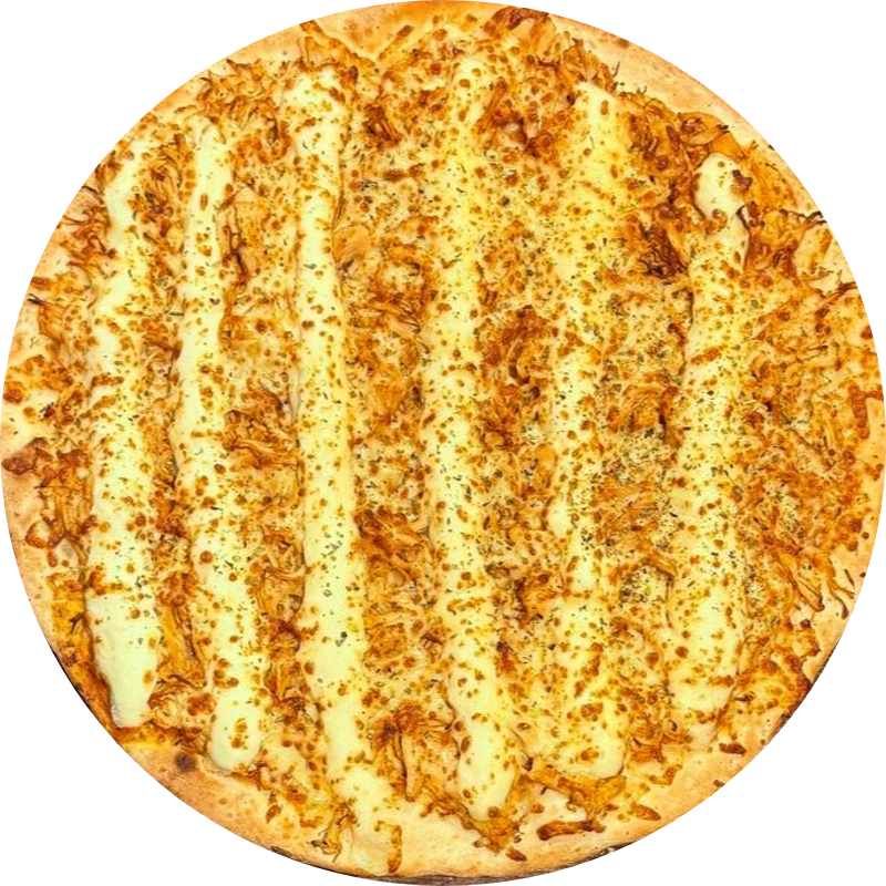 Sabores Tradicionais: T- Frango Com Catupiry - Pizza Gigante (Ingredientes: Molho de Tomate, Mussarela, Catupiry, Frango Desfiado e Orégano.)