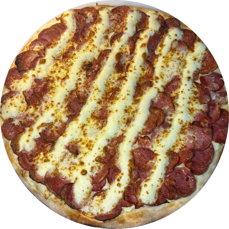 Sabores Tradicionais: T- Calabresa Cremosa - Pizza Gigante (Ingredientes: Molho de Tomate, Mussarela, Calabresa, Catupiry, Orégano)