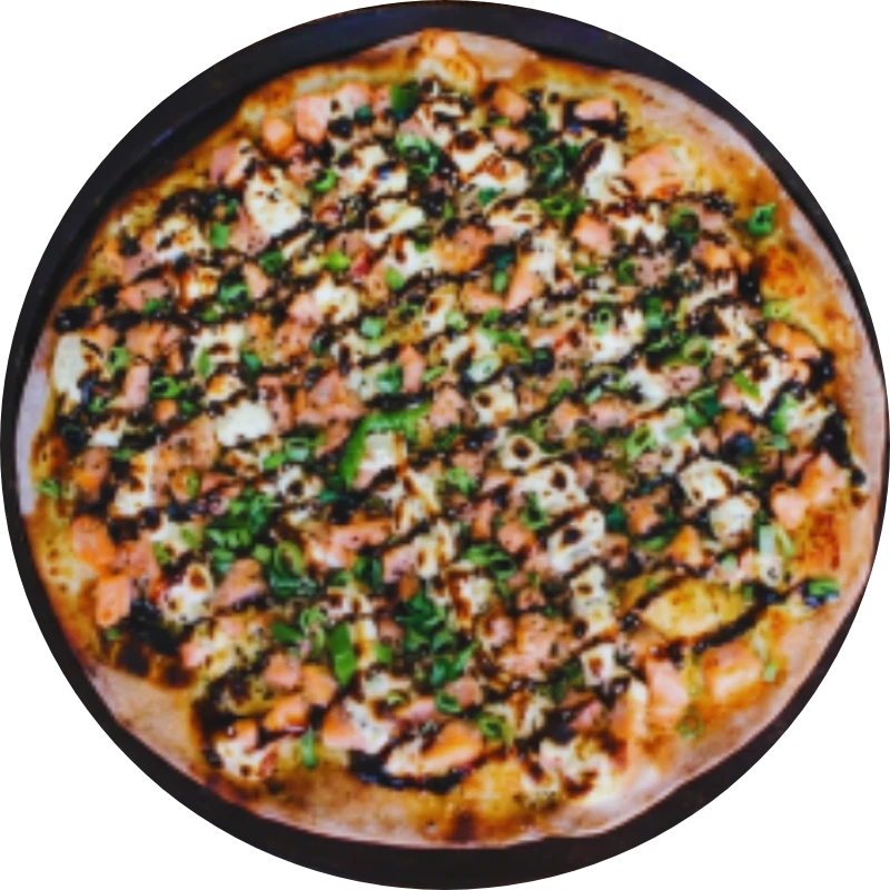 Sabores Premium: P- Salmão Philadelphia - Pizza Gigante (Ingredientes: Molho de Tomate, Mussarela, Salmão, Cream Cheese, Molho Especial, Tempero Verde, Gergelim, Orégano)