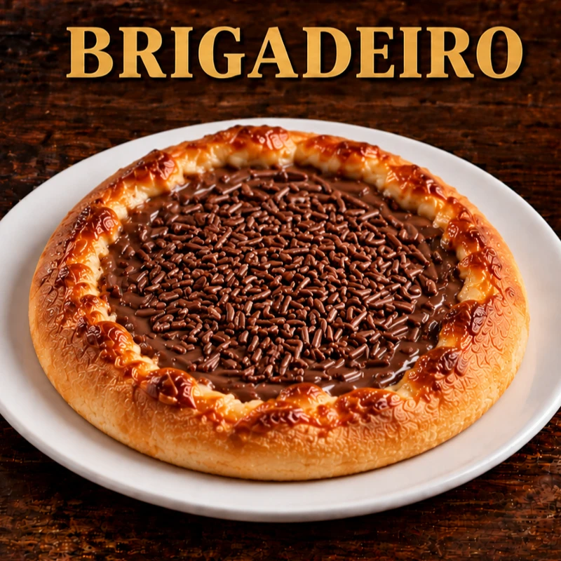 ESFIHAS DOCES: ESFIHA BRIGADEIRO - Chocolate ao leite cremoso coberto com granulado, servido sobre massa fofinha. Um clássico irresistível.