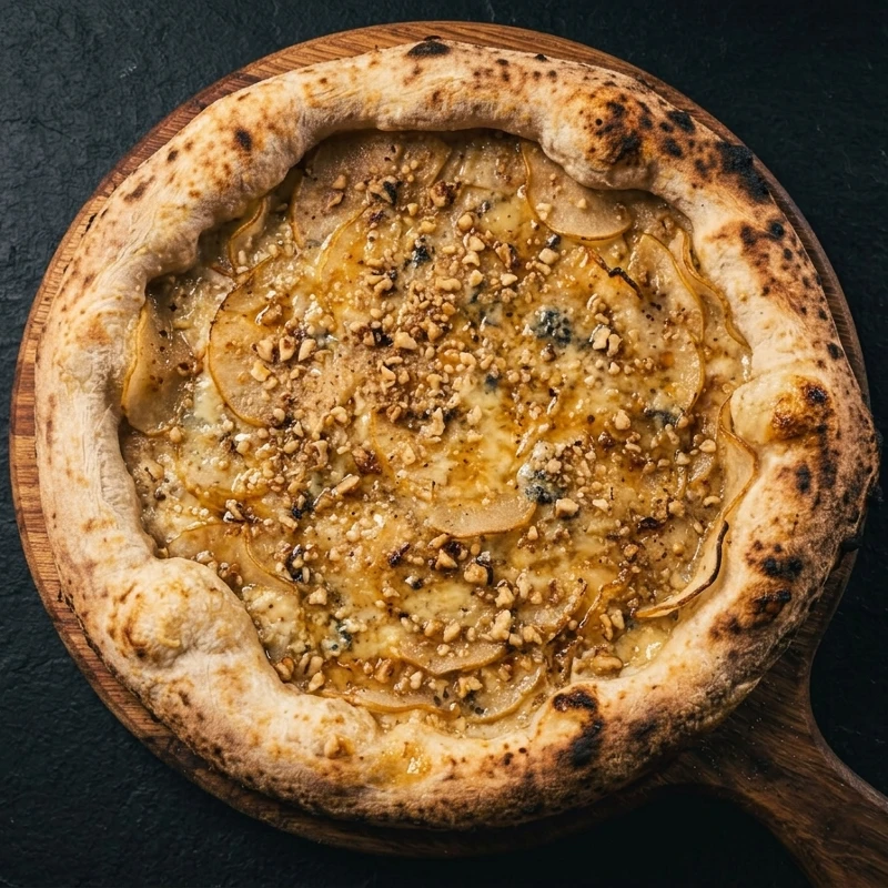 Napolitana longa fermentação: Pêra com Gorgonzola - Napolitana Individual 25Cm (Ingredientes: )