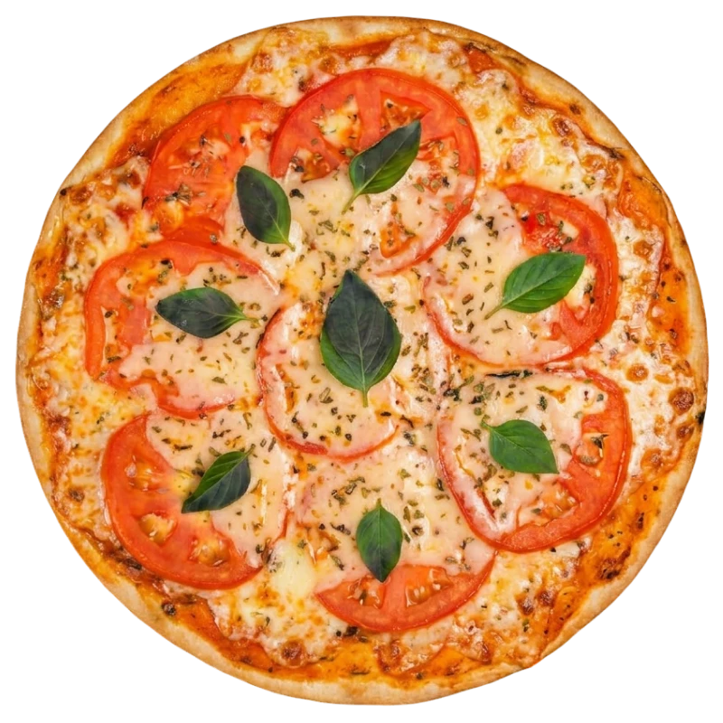 Tradicionais: Margherita Clássica - Pizza Romana Grande (Ingredientes: Tomates frescos, mussarela e manjericão sobre base de molho de tomate italiano, finalizados com orégano. Um dos maiores clássicos da Itália, onde a simplicidade revela o verdadeiro sabor dos ingredientes)