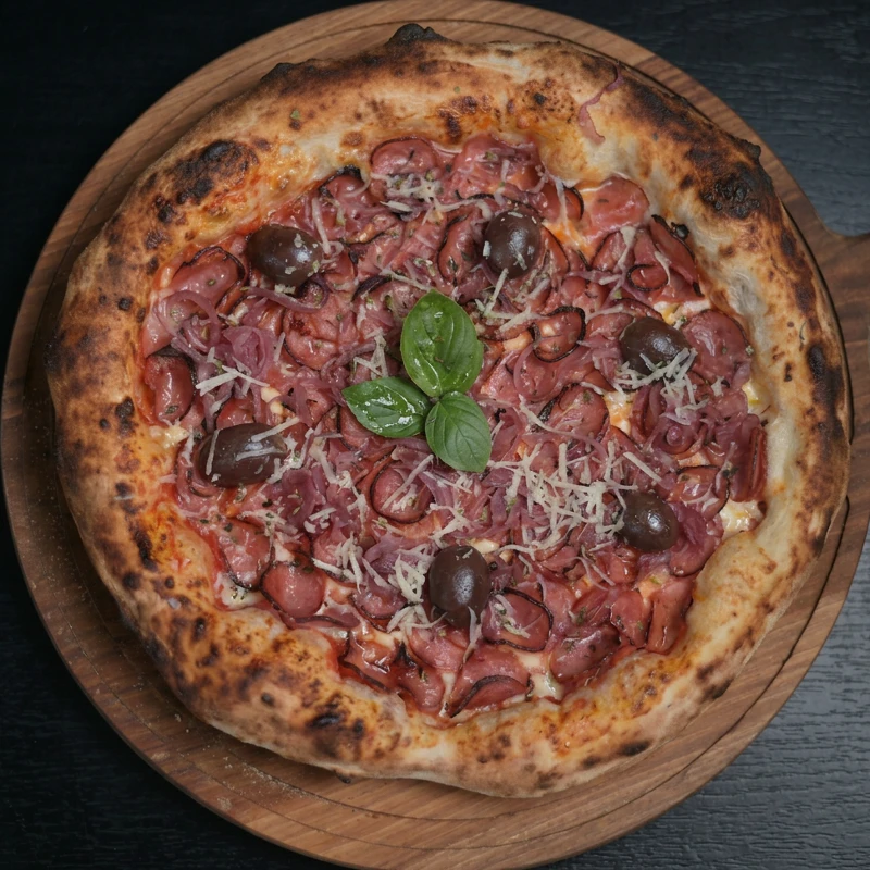 Napolitana longa fermentação: Calabresa - Napolitana Individual 25Cm (Ingredientes: )