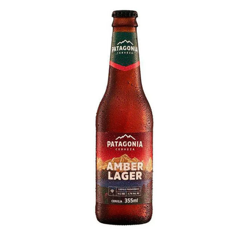 Cerveja: Patagonia Amber Lager 350ml - Cerveja avermelhada, com boa formação de espuma e aroma sutil de caramelo. O equilíbrio perfeito entre os sabores de malte e lúpulo. Combina com carnes ou vegetais grelhados, cebolas caramelizadas, caldas de caramelo em sobremesas.