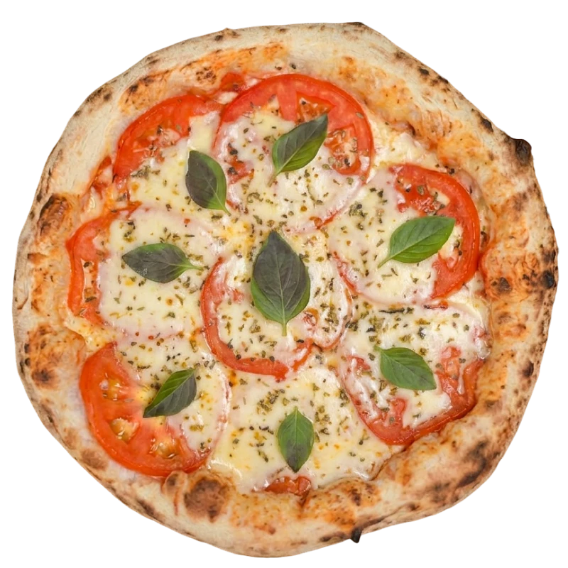 Tradicionais: Margherita Clássica - Pizza Napolitana Grande (Ingredientes: Tomates frescos, mussarela e manjericão sobre base de molho de tomate italiano, finalizados com orégano. Um dos maiores clássicos da Itália, onde a simplicidade revela o verdadeiro sabor dos ingredientes)